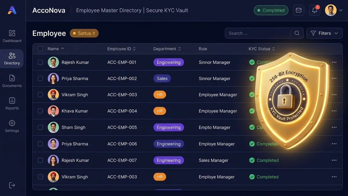 AccoNova Employee Management Master Directory and Encrypted Document Vault