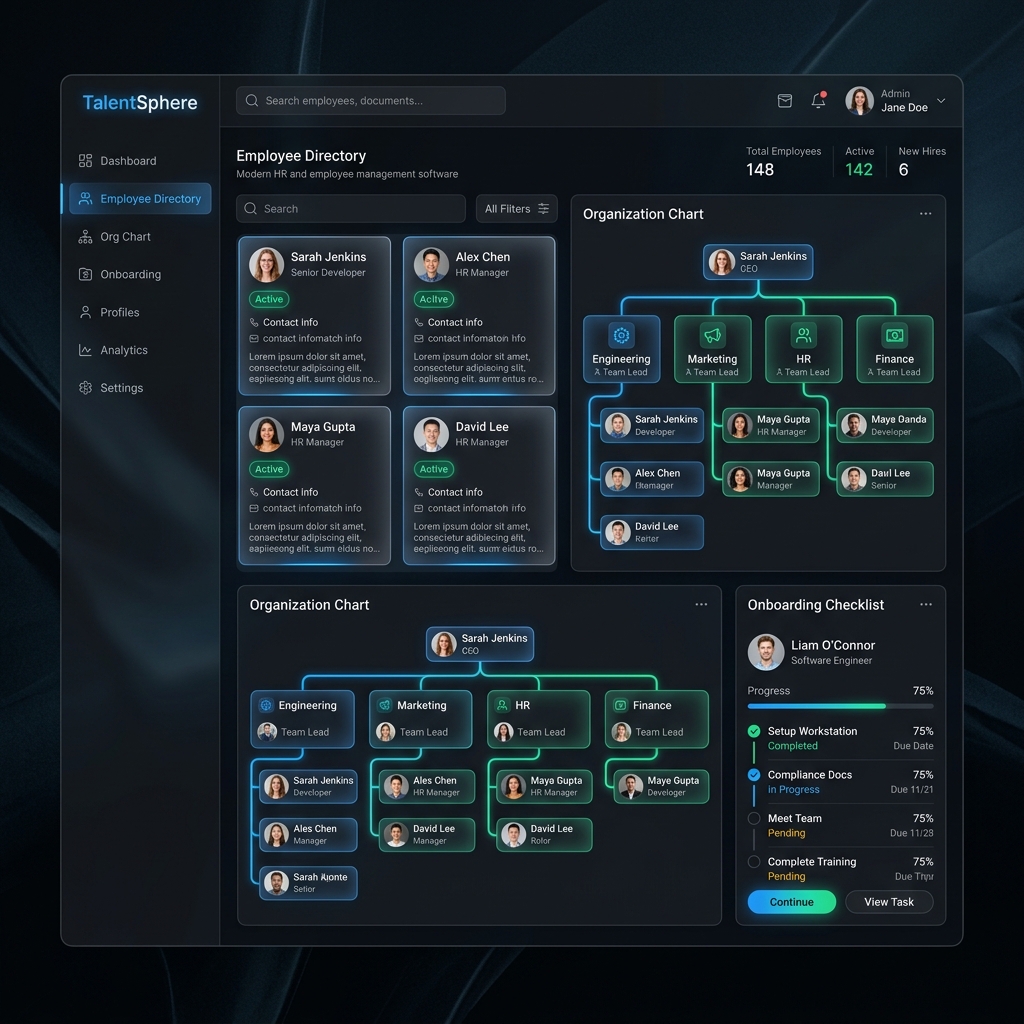 AccoNova Employee Management Dashboard Mockup