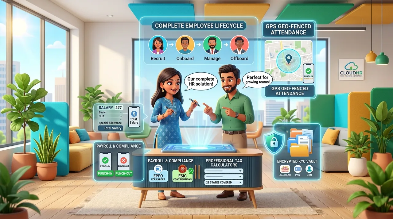 AccoNova Cloud HR Software India for attendance, salary processing, and employee records