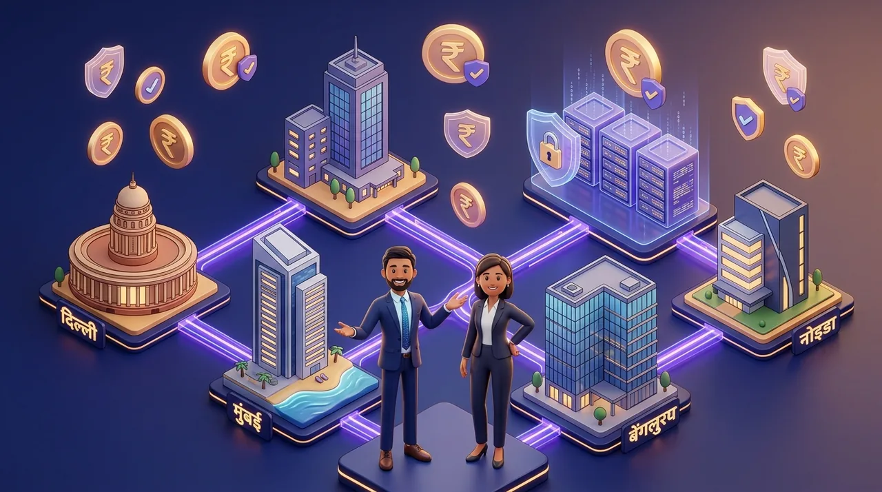 AccoNova Enterprise HRMS ERP Multi-Branch Architecture 3D Illustration